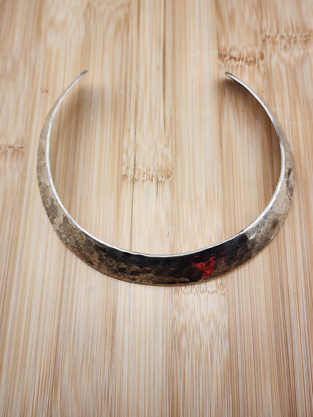 Silver-Tone Hammered Collar Necklace - Women Jewelry 0635